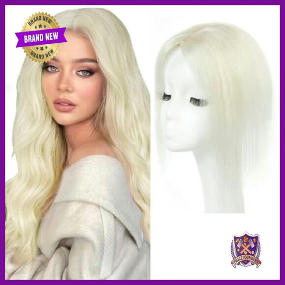 8 Inch Human Hair Topper with 2 Clips for Thinning Hair main image 6